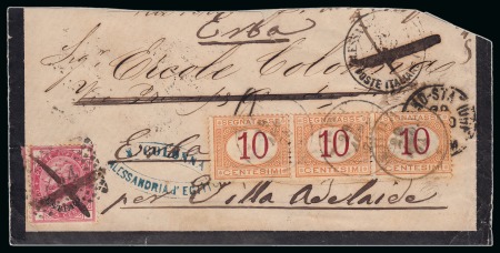 Stamp of Egypt » Italian Post Offices » Mixed Frankings 1874 (23.8) Mourning envelope from Alexandria to Mainland, franked Italy 1874 ESTERO 40 centesimi