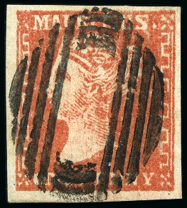 Stamp of Mauritius » 1859 Dardenne Issue (SG 41-44) 1859 Dardenne 1d. red with good to very good margins, used
