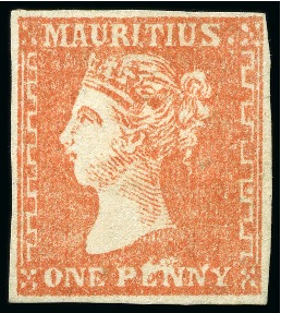 Stamp of Mauritius » 1859 Dardenne Issue (SG 41-44) 1859 Dardenne 1d. vermilion with fine margins to good margins
