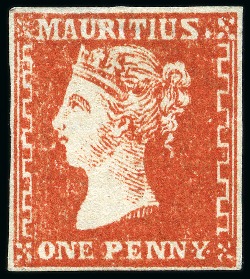 Stamp of Mauritius » 1859 Dardenne Issue (SG 41-44) 1859 Dardenne 1d. red unused, fine even margins