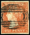 Stamp of Mauritius » 1859 Dardenne Issue (SG 41-44) 1859 Dardenne 1d. vermilion used, fine to good margins