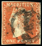 Stamp of Mauritius » 1859 Dardenne Issue (SG 41-44) 1859 Dardenne 1d. group of 6 in different shades from pale vermilion to deep red, various faults