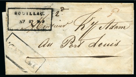 Stamp of Mauritius » Pre-Stamp & Stampless Postal History 1848 (Apr 27) Wrapper posted in Souillac to Port Louis with framed "SOUILLAC" ds (type IIB-2) and "INLAND" hs