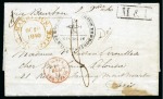 Stamp of Mauritius » Pre-Stamp & Stampless Postal History 1840 (Oct 26) Entire from Port Louis "via Bourbon" (Réunion) to France, with Mauritius double circle despatch cds