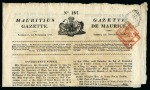 Stamp of Mauritius » Pre-Stamp & Stampless Postal History 1828-43, Group of gazettes all with "MAURITIUS & DEPENDENCIES" cachets with crowned "G III R" inside and red diamond "INTERNAL REVENUE / MAURITIUS" with GR cypher inside