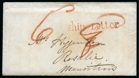 Stamp of Mauritius » Pre-Stamp & Stampless Postal History 1862 (Dec 22) Envelope with original letter from a missionary in MADAGASCAR, with red "Ship Letter" hs
