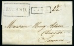 Stamp of Mauritius » Pre-Stamp & Stampless Postal History 1849 (Mar 2) Entire sent locally to Savanne, top backflap with forwarding annotation