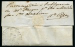 Stamp of Mauritius » Pre-Stamp & Stampless Postal History 1849 (Mar 2) Entire sent locally to Savanne, top backflap with forwarding annotation