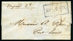Stamp of Mauritius » Pre-Stamp & Stampless Postal History 1847 (Dec 2) Entire sent locally from Souillac to Port Louis with framed "INLAND." hs and endorsed "Unpaid 2d"