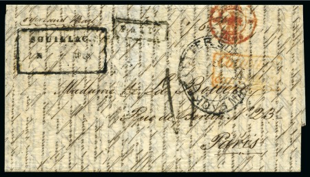 Stamp of Mauritius » Pre-Stamp & Stampless Postal History 1853 (Nov 15) Entire from Souillac to France with Souillac boxed ds