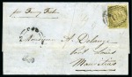 Stamp of Mauritius » Incoming Mail NEW SOUTH WALES: 1852 (Jul 13) Wrapper from Sydney to MAURITIUS with 1850-51 Sydney View 3d emerald green