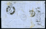 Stamp of Mauritius » 1859 Dardenne Issue (SG 41-44) 1859 Dardenne 2d. pale blue, positions 1-2 horizontal pair, with good to huge margins, tied by barred oval cancels to 1860 entire to France