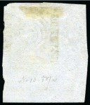 Stamp of Mauritius » 1848-59 Post Paid Issue » Worn Impressions (SG 16-22) 1855-58 Post Paid 2d. grey-blue, position 10, bottom left corner sheet marginal example, used