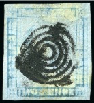 Stamp of Mauritius » 1848-59 Post Paid Issue » Latest Impressions (SG 23-25) 1856-58 Post Paid 2d blue, position unidentified, DOUBLE PRINT error