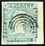 Stamp of Mauritius » 1848-59 Post Paid Issue » Worn Impressions (SG 16-22) 1855-58 Post Paid 2d. blue, position 6, used marginal example
