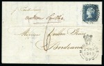 Stamp of Mauritius » 1848-59 Post Paid Issue » Earliest Impressions (SG 3-5) THE UNIQUE EARLIEST IMPRESSION 'PENOE' ON COVER