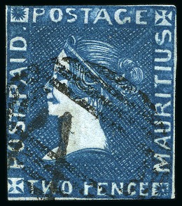 Stamp of Mauritius » 1859 Sherwin Issue (SG 40) 1859 Sherwin 2d. deep blue, position 4, used