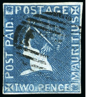 Stamp of Mauritius » 1859 Sherwin Issue (SG 40) 1859 Sherwin 2d. deep blue, position 9, used