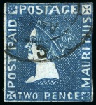 Stamp of Mauritius » 1859 Sherwin Issue (SG 40) 1859 Sherwin 2d. deep blue, position 10, used