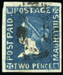 Stamp of Mauritius » 1859 Sherwin Issue (SG 40) 1859 Sherwin 2d. deep blue, position 11, used