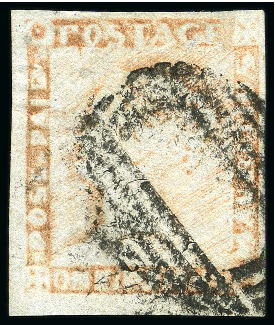 Stamp of Mauritius » 1848-59 Post Paid Issue » Latest Impressions (SG 23-25) 1859 Post Paid 1d. red, position 9, used
