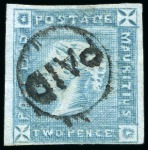 Stamp of Mauritius » 1859 Lapirot Issue » Intermediate Impressions (SG 38) 1859 Lapirot 2d. blue, position 10, used