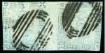 Stamp of Mauritius » 1859 Lapirot Issue » Worn Impressions (SG 39) 1859 Lapirot 2d. blue, complete plate reconstruction made up of six horizontal pairs 