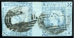 Stamp of Mauritius » 1859 Lapirot Issue » Worn Impressions (SG 39) 1859 Lapirot 2d. blue, complete plate reconstruction made up of six horizontal pairs 