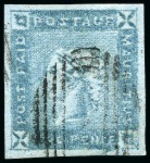 Stamp of Mauritius » 1859 Lapirot Issue » Intermediate Impressions (SG 38) 1859 Lapirot 2d. blue, position 12, used