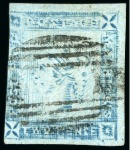 Stamp of Mauritius » 1859 Lapirot Issue » Worn Impressions (SG 39) 1859 Lapirot 2d. blue on bluish, partial plate reconstruction of 11 stamps