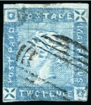 Stamp of Mauritius » 1859 Lapirot Issue » Intermediate Impressions (SG 38) 1859 Lapirot 2d. blue, partial plate reconstruction of 10