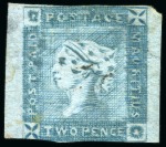 Stamp of Mauritius » 1859 Lapirot Issue » Intermediate Impressions (SG 38) 1859 Lapirot 2d. blue, partial plate reconstruction of 10