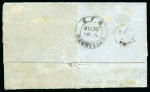 Stamp of Mauritius » 1859 Lapirot Issue » Intermediate Impressions (SG 38) 1859 Lapirot 2d. blue, two examples, positions 6 & 5, on letter to Bushire, Persia