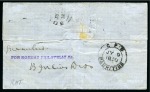 Stamp of Mauritius » 1859 Lapirot Issue » Intermediate Impressions (SG 38) 1859 Lapirot 2d. blue, position 10, in combination with 1859-61 Britannia on cover to India