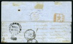 Stamp of Mauritius » 1859 Lapirot Issue » Worn Impressions (SG 39) 1859 Lapirot 2d. blue, horizontal pair, positions 6-7, on cover Genoa, Sardinia