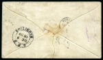 Stamp of Mauritius » 1848-59 Post Paid Issue 1857-59 Post Paid 1d. red on bluish, position 5, two largely margined vertical pairs, tied to envelope from Port Louis to Romans, France