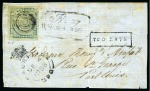 Stamp of Mauritius » 1848-59 Post Paid Issue » Worn Impressions (SG 16-22) 1855-58 Post Paid 2d blue, position 7, from Flacq to Port Louis with TOO LATE hs