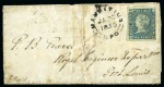 Stamp of Mauritius » 1848-59 Post Paid Issue » Intermediate Impressions (SG 10-15) 1854-57 Post Paid 2d light blue, position 12, on 1855 folded cover carried at single rate from PLAINS MAGNAN to Port Louis