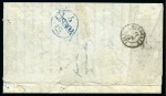 Stamp of Mauritius » 1848-59 Post Paid Issue » Earliest Impressions (SG 3-5) 1848-49 Post Paid 2d. blue, position 11, wide to very large margins, neatly tied by bars cancel to folded entire letter to Bordeaux
