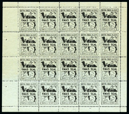 Stamp of Egypt » British Forces in Egypt 1932-35 1932 Christmas Seal 3m black on azure in complete mint nh booklet pane of 20