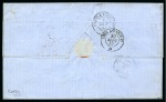 Stamp of Egypt » French Post Offices » Alexandria 1857 (Sep 23) Wrapper from Alexandria to the UK with two pairs of 1853 40c orange