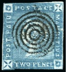 Stamp of Mauritius » 1859 Lapirot Issue » Early Impressions (SG 36-37) 1859 Lapirot 2d. blue, partial plate reconstruction including ten positions, 