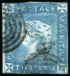 Stamp of Mauritius » 1859 Lapirot Issue » Early Impressions (SG 36-37) 1859 Lapirot 2d. blue, partial plate reconstruction including ten positions, 