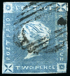 Stamp of Mauritius » 1859 Lapirot Issue » Early Impressions (SG 36-37) 1859 Lapirot 2d. blue, group of five used examples