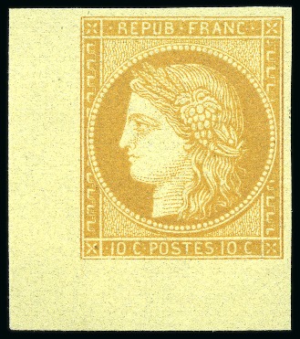 Stamp of France » Siège de Paris 1870 1870, Type Siège 10c bistre-jaune et 20c bleu, en réimpression