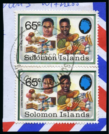 Stamp of British Solomon Islands Solomon Islands, 1991, unissued 65C (2) used on small fgmt