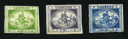 Stamp of Argentina » Buenos Aires Argentina, Buenos Aires,1858-1859 Unissued Gaucho type 6R to 10 mint hingedR