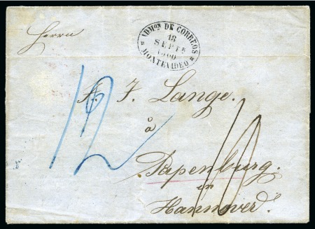Stamp of Uruguay » Postal History 1860 (June 19). Entire letter from Montevideo to Hannover, 