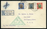 Stamp of Iceland 1931 (Jun 30) Graf Zeppelin cover with 1931 50a, 1kr and 2kr Zeppelin stamps