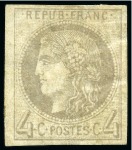 Stamp of France » Emission de Bordeaux 1870 1870, 4c gris Émission de Bordeaux, report 1, neuf